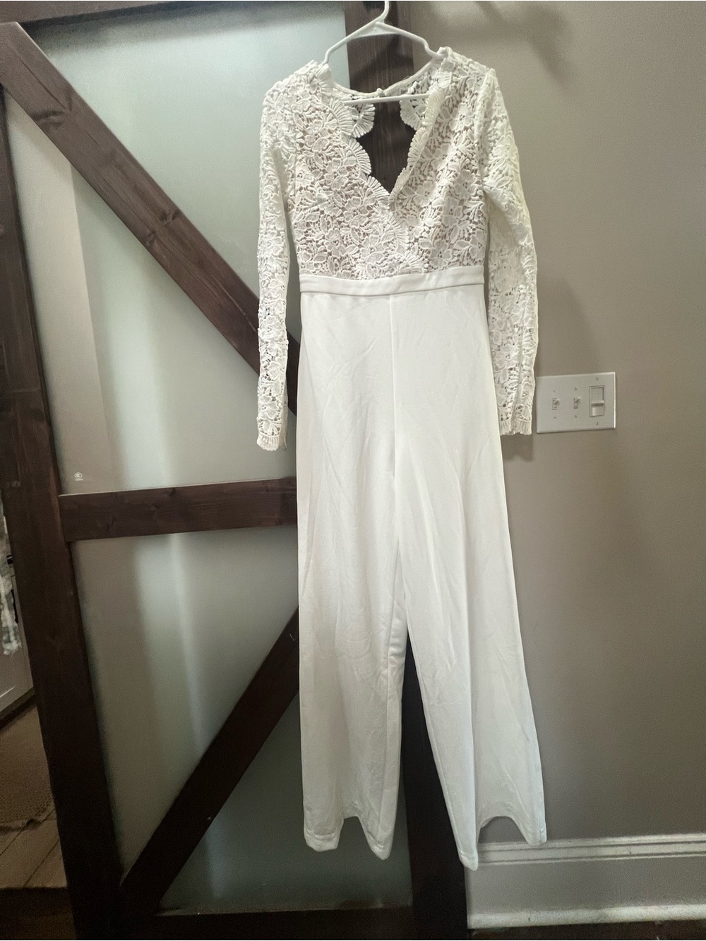 White Lace V-Neck Jumpsuit